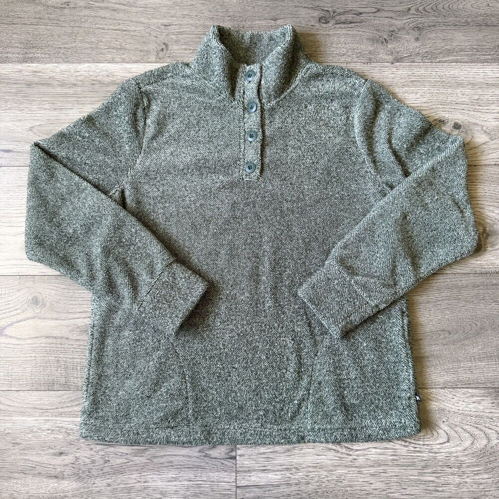 Eddie Bauer Women’s Green Sweater Fleece Quarter Button Pullover - Size Medium